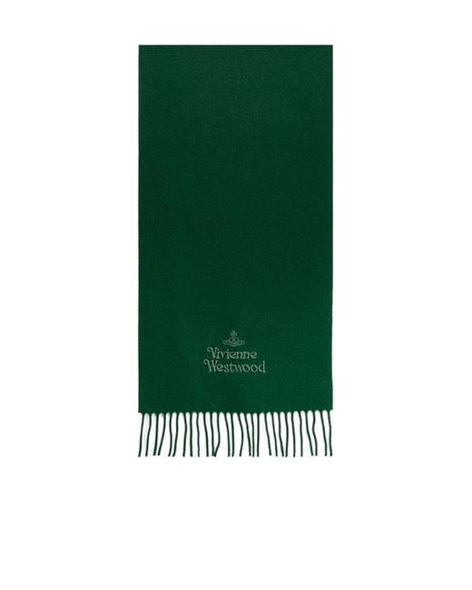 Vivienne Westwood Green Double-Sided Tassel Wool Scarf for men