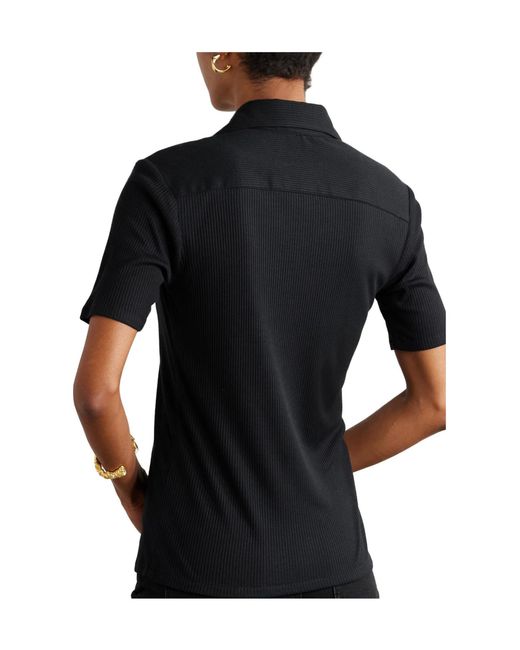 Giuliva Heritage Black Ribbed Modal And Silk-Blend Jersey Polo Shirt