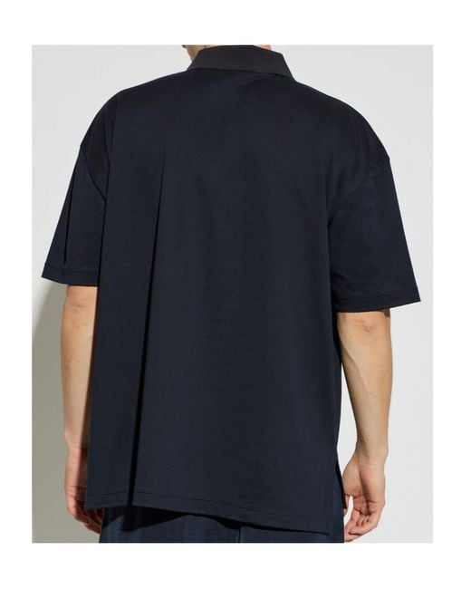 Giorgio Armani Blue Embroidered Logo Polo Shirt for men