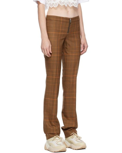 Stella McCartney Brown Prince-Of-Wales Mid Rise Trousers
