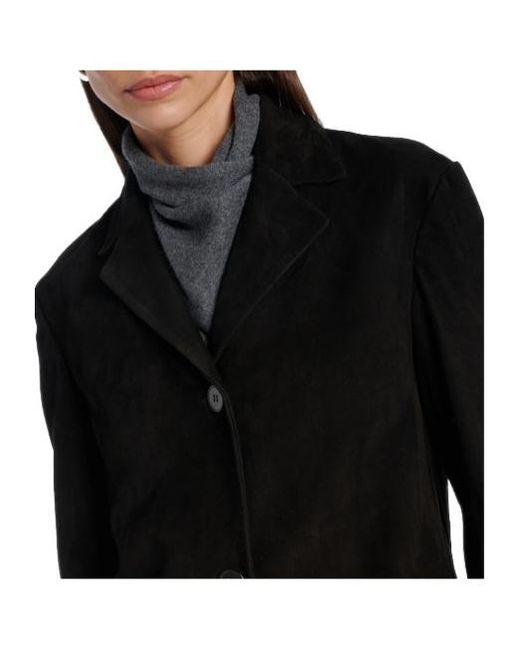 Nour Hammour Black Solid Suede Blazer