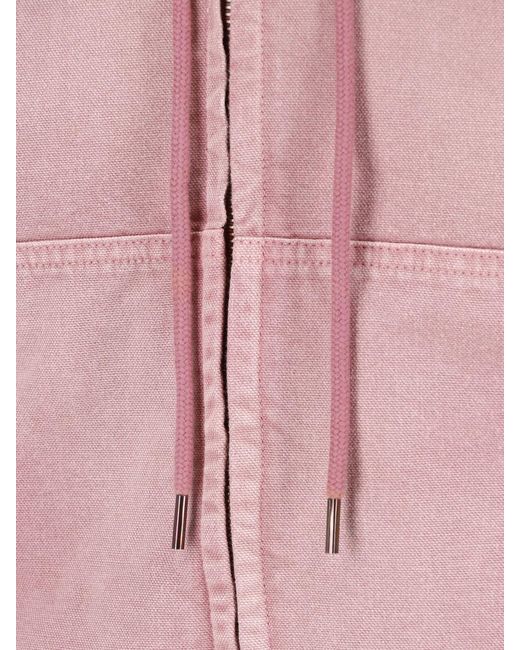 Auralee Pink Zip Front Hooded Jacket for men