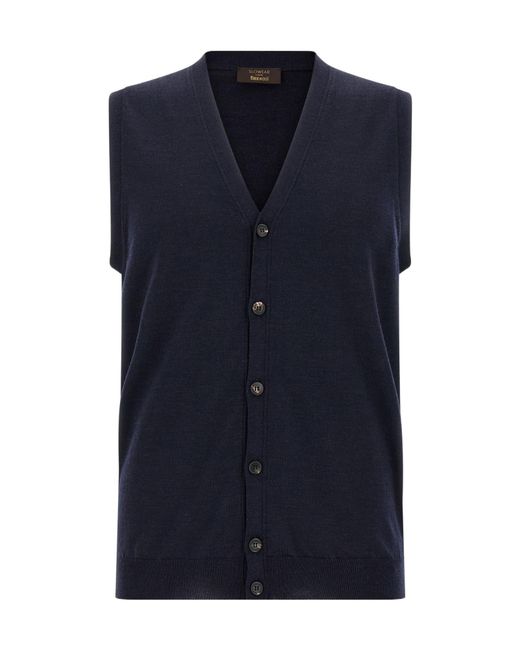 Zanone Blue Flexwool V-Neck Vest for men