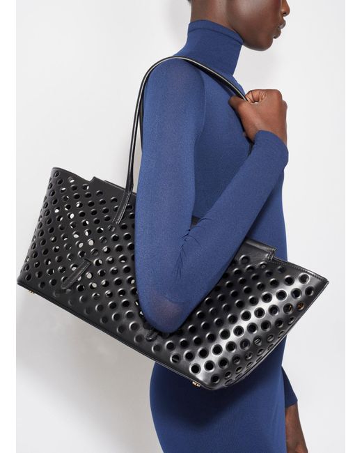 Alaïa Black Alaïa Neo Mina 32 Medium Zipped Tote Bag