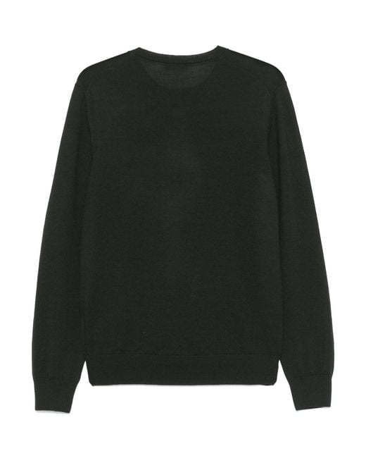 Fay Black Round Neck Wool Sweater for men