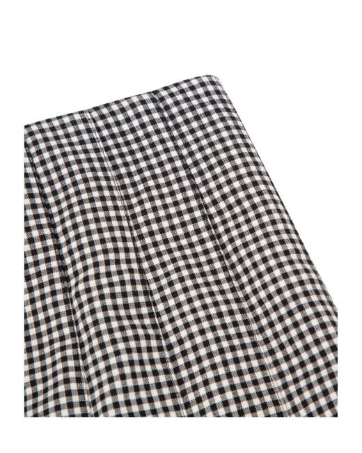 Ferragamo Gray Ferragamo Pleated Checked Skirt