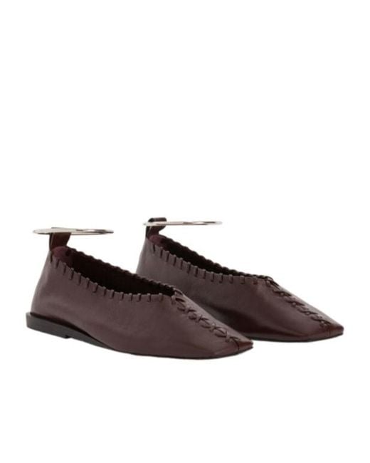 Jil Sander Brown Ballerina Flat Shoes