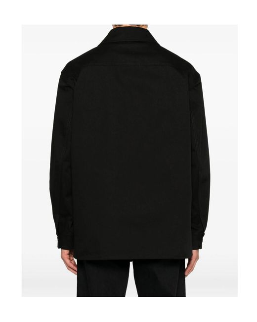 Valentino Black Button-Up Gabardine Shirt Jacket for men
