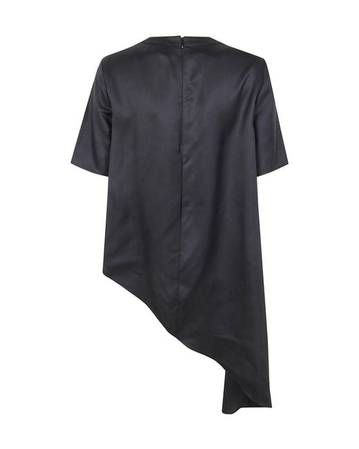 Loulou de Saison Blue Madea Draped Asymmetric Top