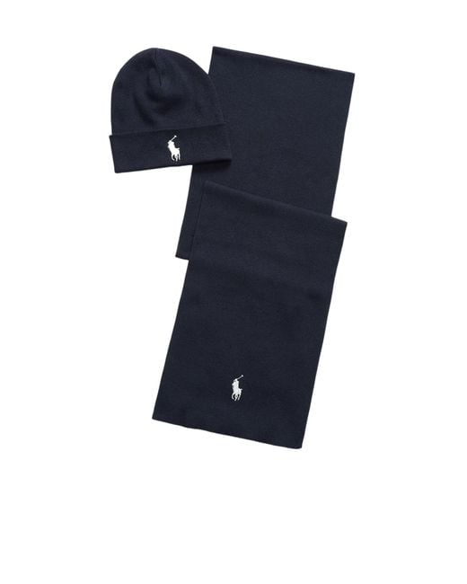 Polo Ralph Lauren Blue Logo Knit Hat for men