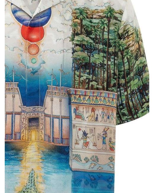 Casablanca Green Trompe Loeil Printed Shirt for men
