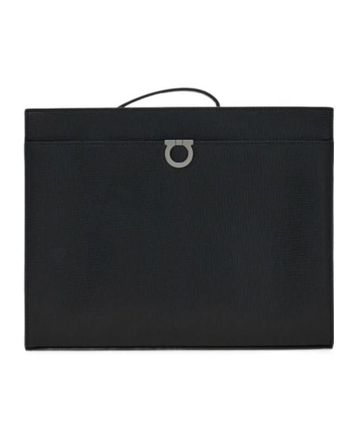 Ferragamo Black Gancini Clutch for men