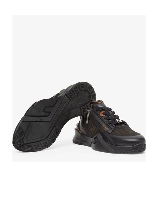 Fendi Black Flow Ff Jacquard Low-Top Sneakers for men