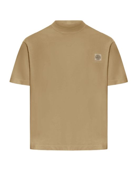 Stone Island Natural Logo Patch Short-Sleeved T-Shirt for men