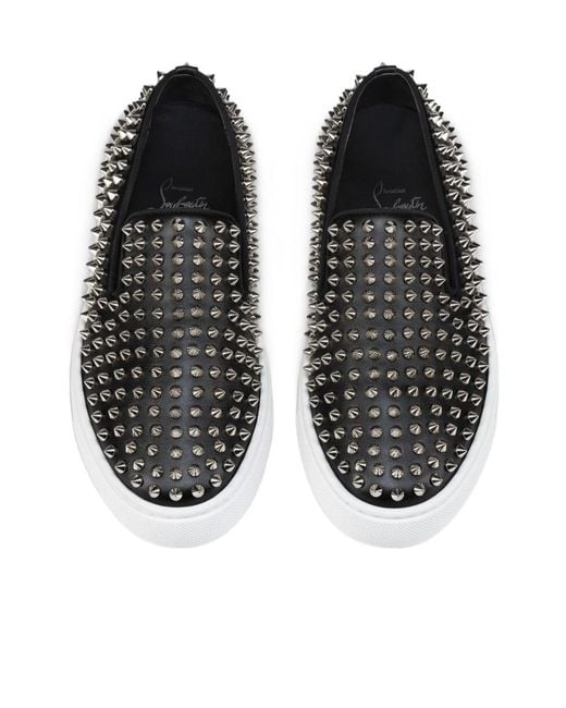 Christian Louboutin Black Spikeboat Stud Detailed Sneakers
