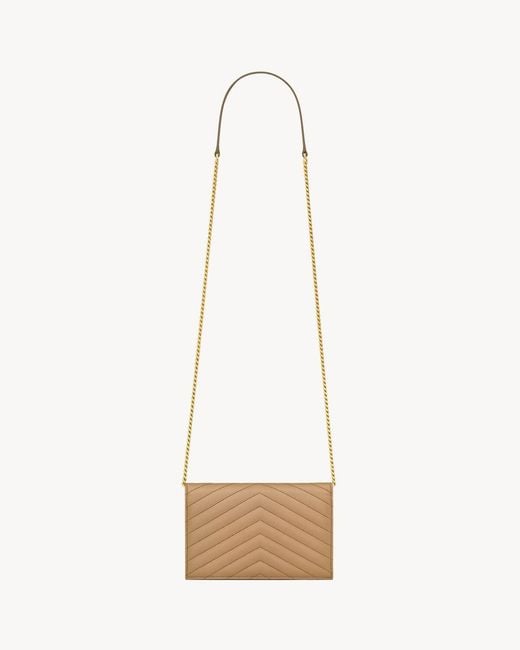 Saint Laurent White Envelope Cassandre Chain Wallet