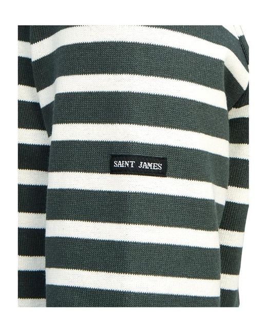 Saint James Green Striped Logo T-Shirt