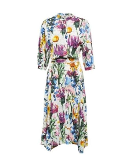 Stella McCartney White Floral Satin Midi Dress