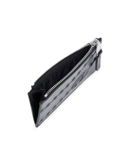 DIESEL Blue Embossed Zip Card Case