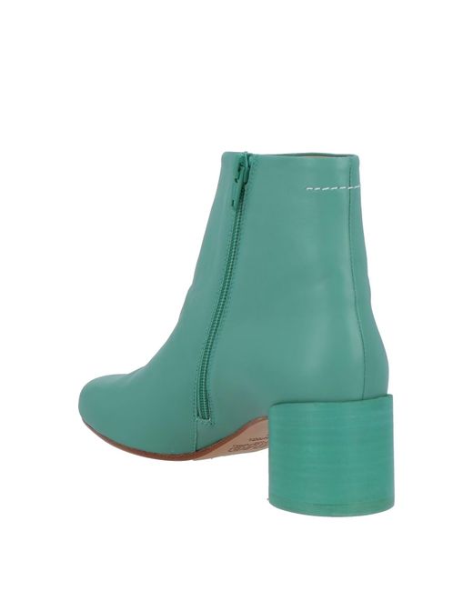 MM6 by Maison Margiela Green Minimalist Genuine Leather Ankle Boots