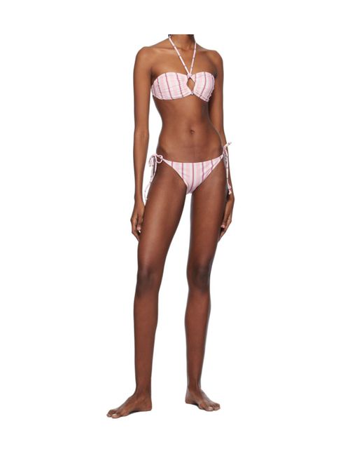 Ganni Brown Striped Bikini Top