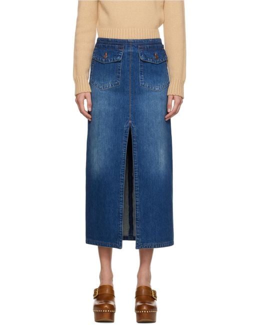 Chloé Blue Chloé Denim Midi Skirt