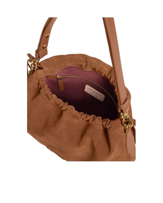 Coccinelle Brown Ruffled Flap Shoulder Bag