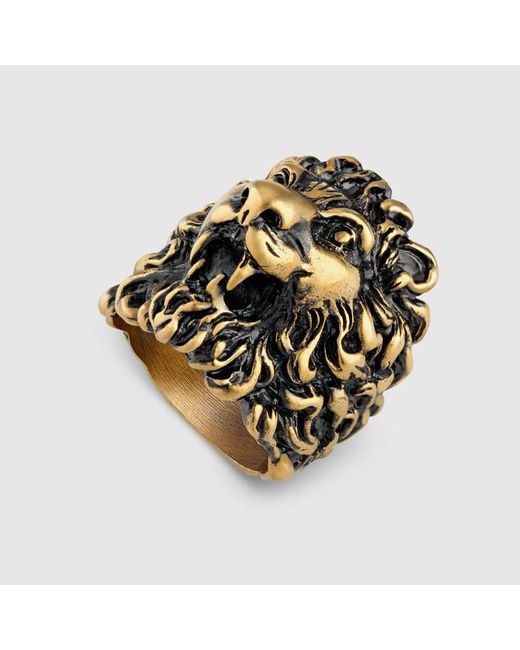 Gucci White Ring With Lion Head