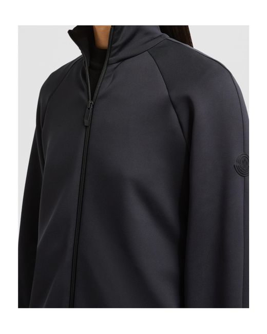 Moncler Black Logo Patch Zip-Up Cardigan