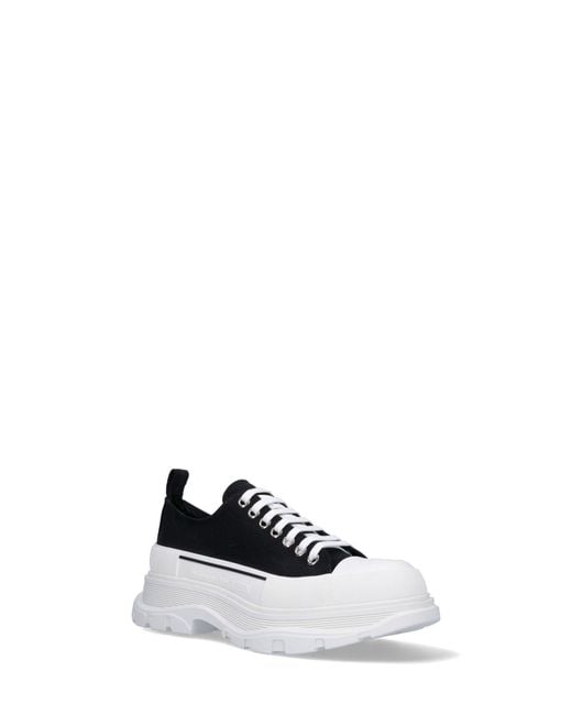 McQueen Black Tread Sleek Lace-Up Sneakers for men