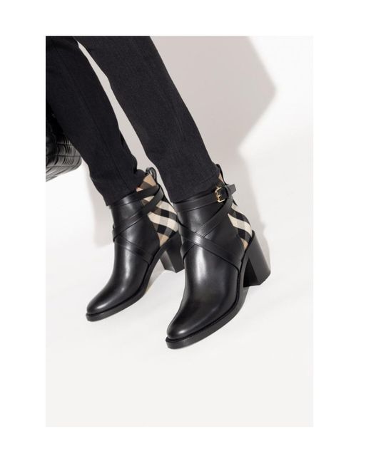 Burberry Black House Check Round-Toe Boots