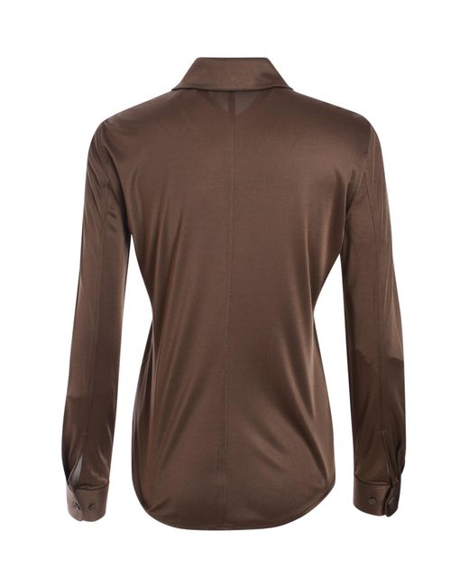 Helmut Lang Brown Lapel Long-Sleeved Shirt
