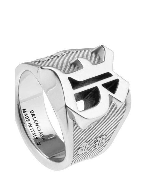 Balenciaga White Melrose Signet Ring