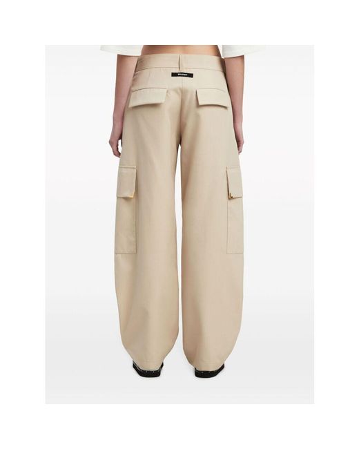 Palm Angels Natural Carrot-Cut Mid-Rise Trousers