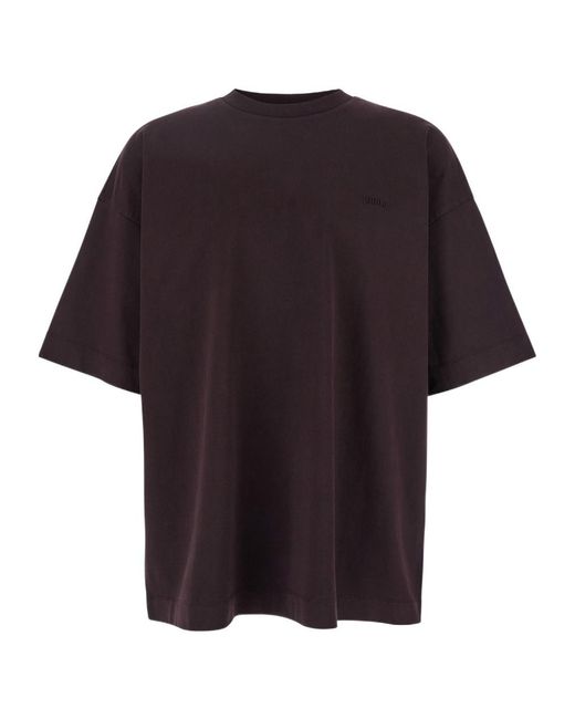 Juun.J Black Juun J Logo Embroidered Loose T-Shirt for men