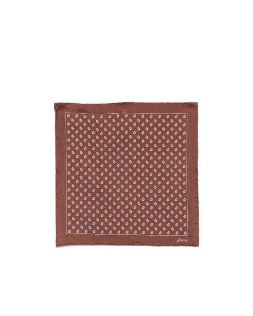 Brioni Red Printed Square Scarf for men