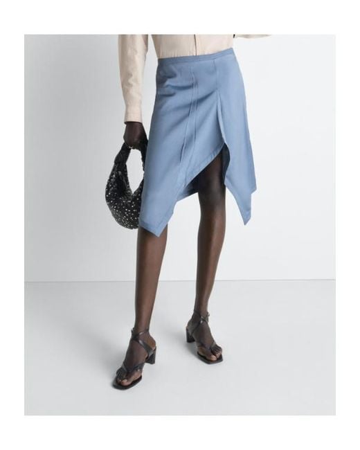 Lemaire Blue Pleated Asymmetric Skirt