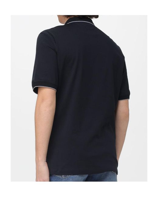 Brunello Cucinelli Black Logo Embroidered Short-Sleeved Polo Shirt for men