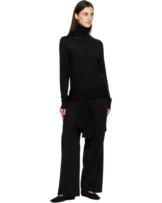 Totême  Black Totême Double-Sleeve Turtleneck Top