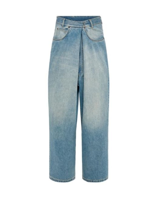 Maison Margiela Blue Wrap-Front Faded Jeans for men