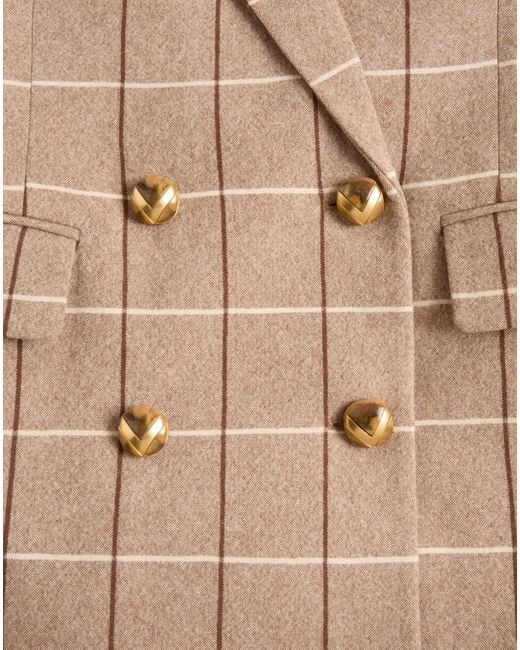 Valentino Natural Windowpane-Check Double-Breasted Blazer