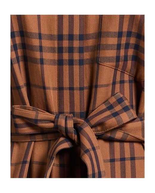 Burberry Brown Printed Long Sleeve Shirt Dress