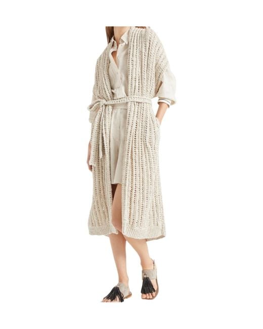 Brunello Cucinelli Natural Dazzling Cardi-Coat