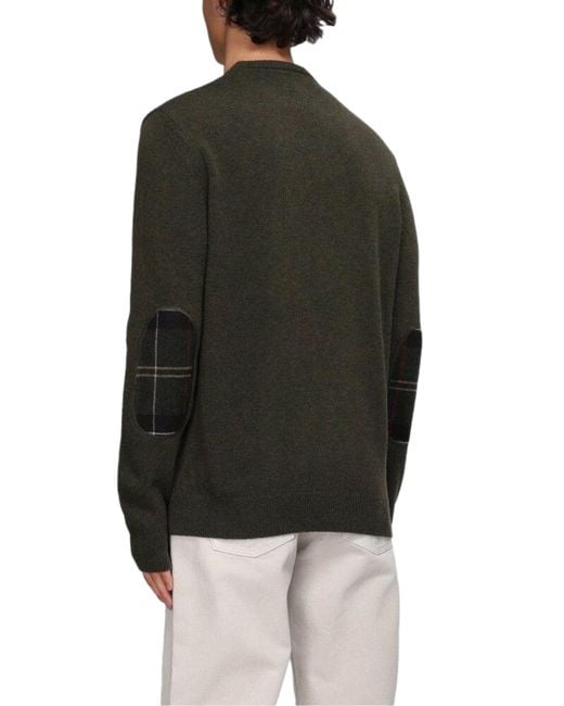 Barbour Green Elbow-Patch Wool Sweater for men