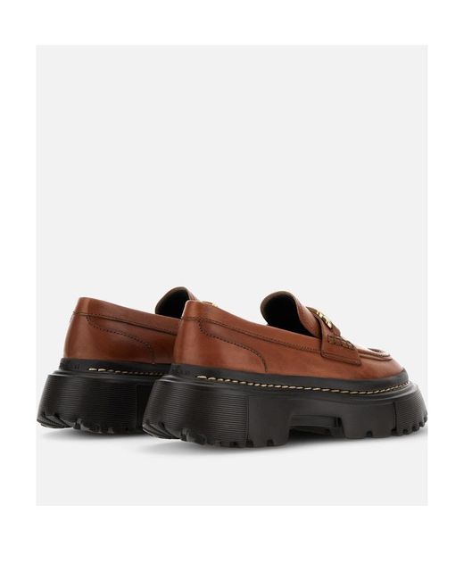 Hogan Brown H619 Slip-On Loafers