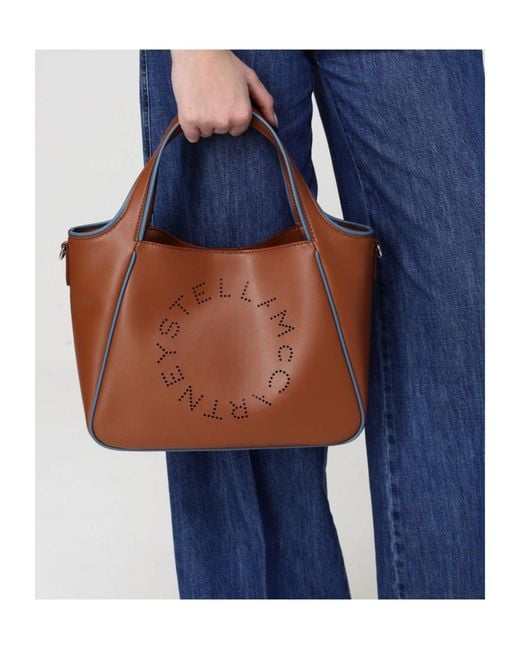 Stella McCartney Brown Logo Detailed Top Handle Bag