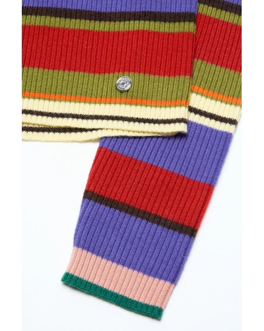 Acne Red Striped-Pattern Turtleneck Sweater