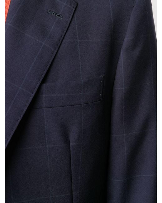 Brunello Cucinelli Blue Checked Single-Breasted Blazer for men