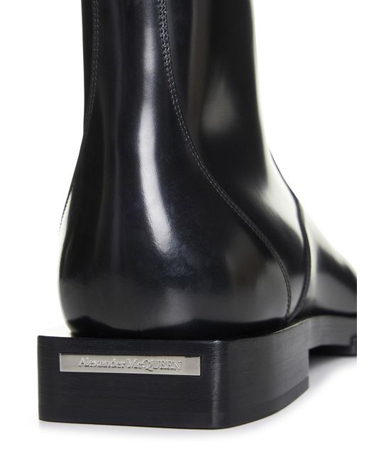 McQueen Black Logo Plaque Zip-Up Boots for men