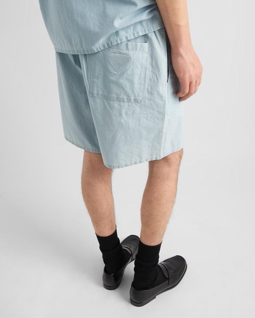 Prada Blue Elasticated Waistband Bermuda Shorts for men